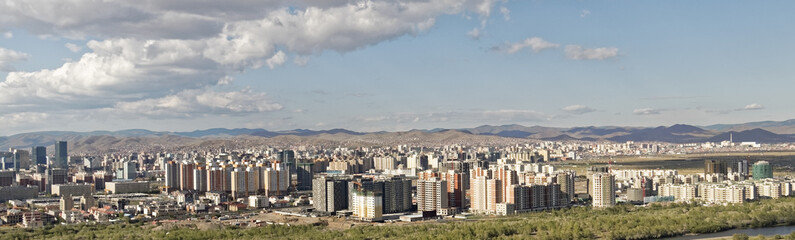 Ulan Bator, Mongolia -     skyline, city against the blue sky.