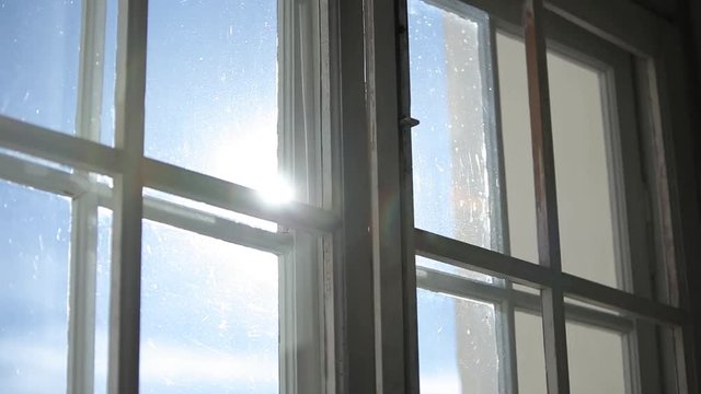 Sun rays in the old window sun, light