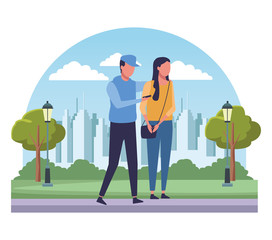 People at park cartoons
