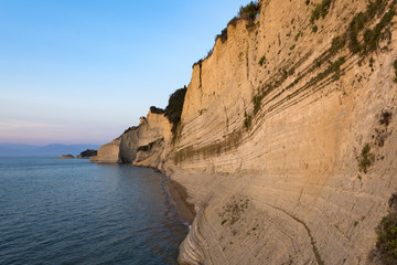 Sunset at Loggas beach in Corfu Greece