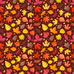 Fall leaves seamless background. Vector illustration. Fall leaves collection