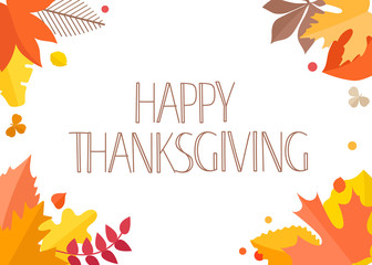 Happy Thanksgiving greeting card with handdrawn text. Vector illustration