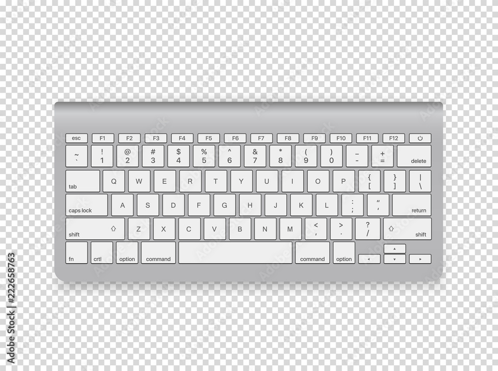 Poster Modern computer keyboard illustration. Vector object isolated on transparent background