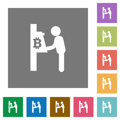 Bitcoin cash machine square flat icons