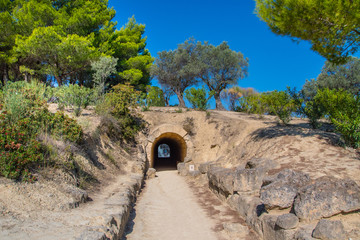 Entrance tunnel from where the athletes enter to the ancient Panhellenic stadium at archaeological...