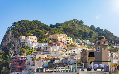 Fototapeta na wymiar District near Piazza Umberto, knows as La Piazzetta, Capri Island, Italy