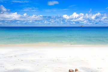 Seychelles Beach with white Sand and blue water