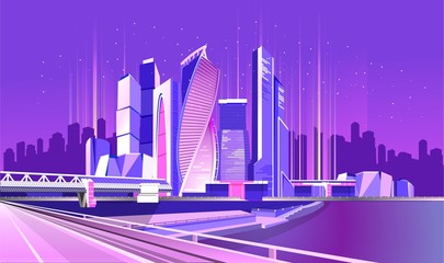 Moscow city neon