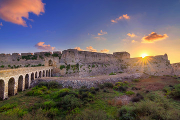 The Venetian Fortress of Methoni at sunset in Peloponnese, Messenia, Greece