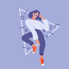 Vector illustration in flat linear style -  female character