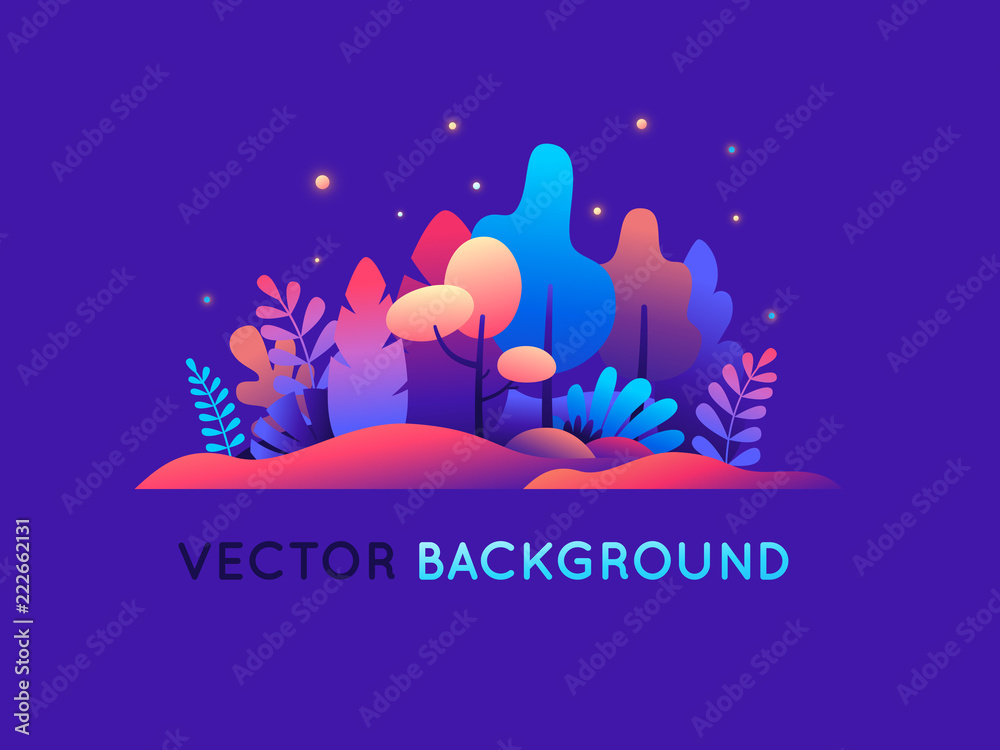 Aufkleber vector illustration in trendy flat style and bright vibrant gradient colors - background with copy s