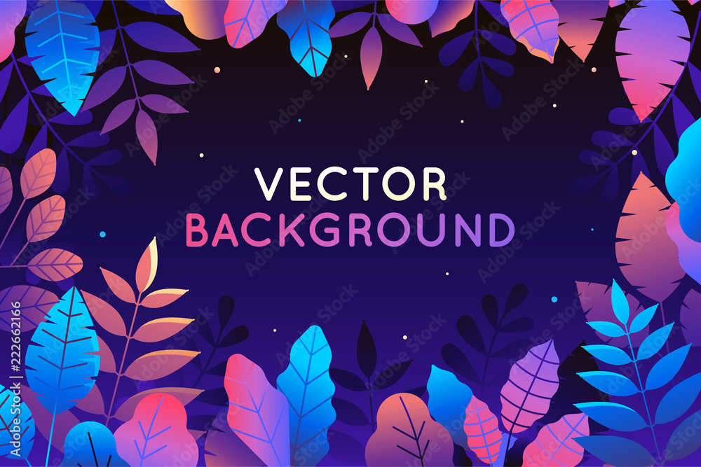 Poster vector illustration in trendy flat style and bright vibrant gradient colors - background with copy s
