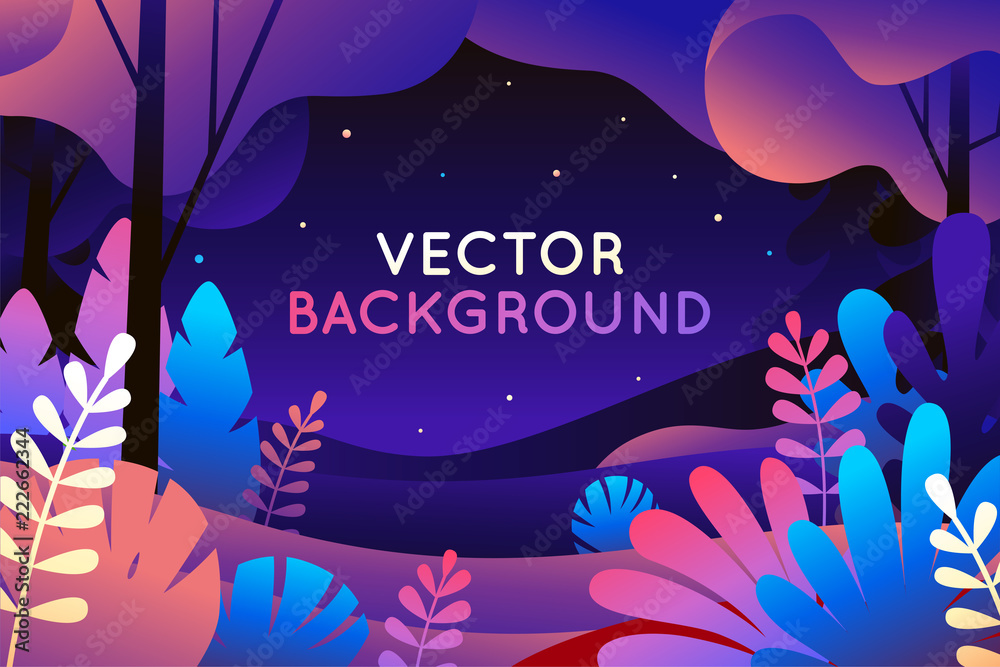 Aufkleber vector illustration in trendy flat style and bright vibrant gradient colors - background with copy s