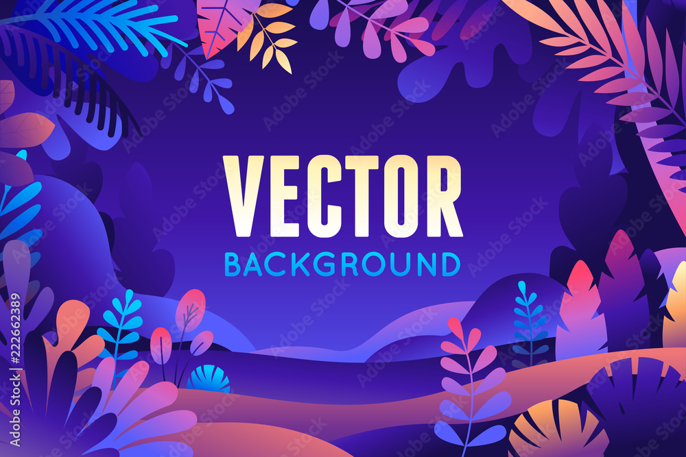 Aufkleber vector illustration in trendy flat style and bright vibrant gradient colors - background with copy s