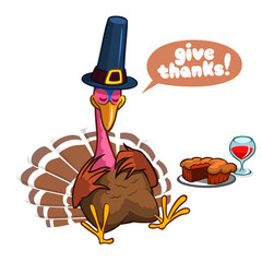 Thanksgiving cartoon turkey character sleeping. Isolated vector illustration clipart