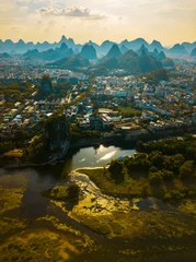 Foto op Plexiglas Li river and stunning karst mountains in Guilin China © creativefamily