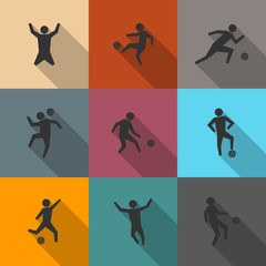Set of icons soccer players, vector illustration.
