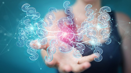 Businesswoman using 3D rendering digital paragraph law symbol