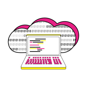data cloud and lapto with programming code
