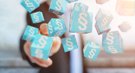 Businessman using 3D rendering law cubes