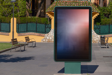 Outdoor billboard advertisement in seaside resort city