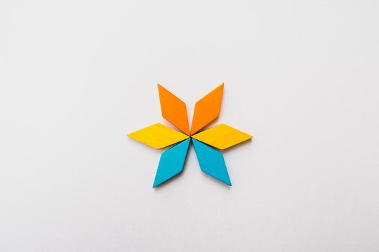Tangram puzzle flower shape use for education and creative concept