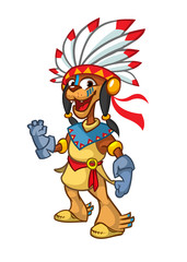Cartoon native american indian character. Illustration clipart