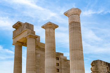 Greek temple columns, Acropolis, Lindos, Rhodes, Greece - 222667108