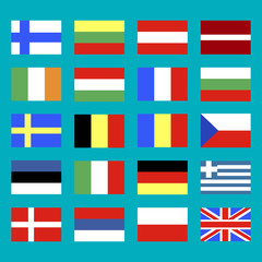 Flags of different countries vector illustration.