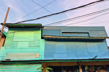 Obraz na płótnie Canvas Closed upper storey of commercial building. Carbon Market-Cebu City-Philippines-0707