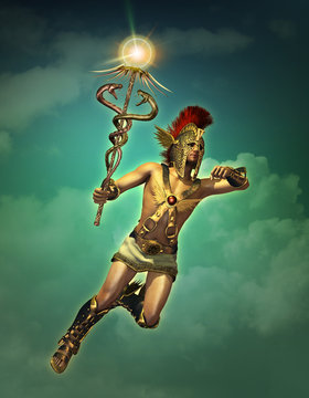 Hermes the messenger of the Gods by day, 3d CG