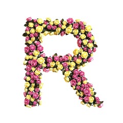 Flowered alphabet floral letter collection 3d illustration