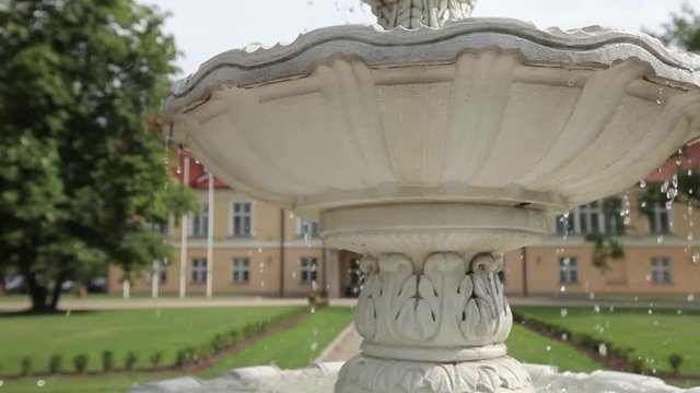 White Fountain near the yellow castle in Latvia