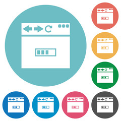 Browser page loading flat round icons