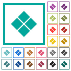 Diagonal tile pattern flat color icons with quadrant frames