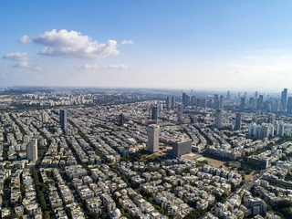 View from the drone on the central Tel-Aviv, Israel