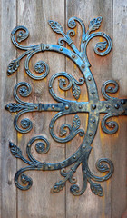 Old door hinge made of steel in St Magnus Cathedral, Kirkwall, Scotland
