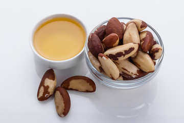 brazil nut on a white acrylic background