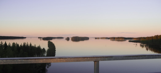 Fototapeta premium sunset at saimaa lake in finland