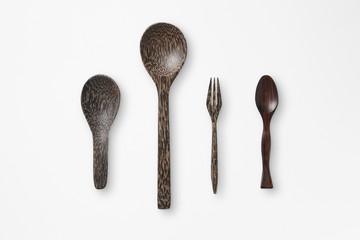 Kitchenware isolate on white paper texture background