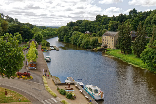 River Oust in the city of Josselin - Brittany, France