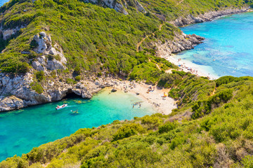 Porto Timoni is an amazing beautiful double beach in Corfu, Greece.