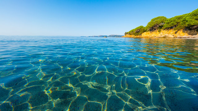 Sunrise at Plage de Palombaggia, Corsica, in summer