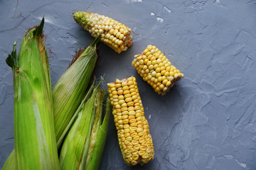 fresh corn cobs