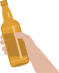 man's hand holding a bottle of beer vector illustration flat