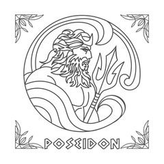 Poseidon Line Art vector