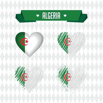 Algeria with love. Design vector broken heart with flag inside.