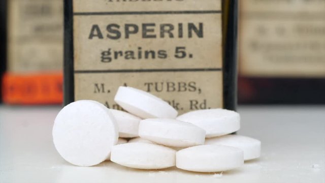 Antique aspirin bottle dating from the early 20th century. Aspirin was first launched in 1899  and remains one of the worlds most popular analgesics.