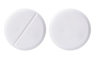 Medicine round white cure pills, aspirin, antibiotics, vitamin and painkiller drugs.
