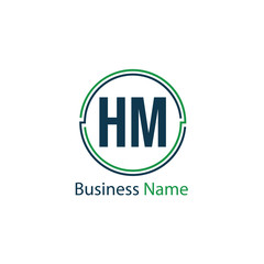 Initial Letter HM Logo Template Design